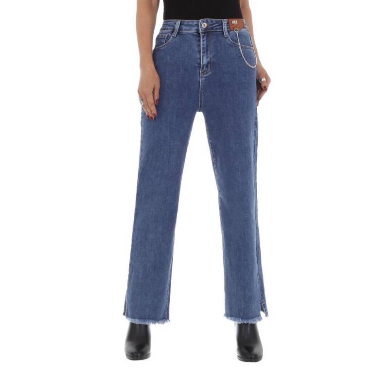 Ital-Design Röhrenjeans Damen Freizeit Destroyed-Look Stretch Relaxed Fit Jeans in Blau von Ital-Design