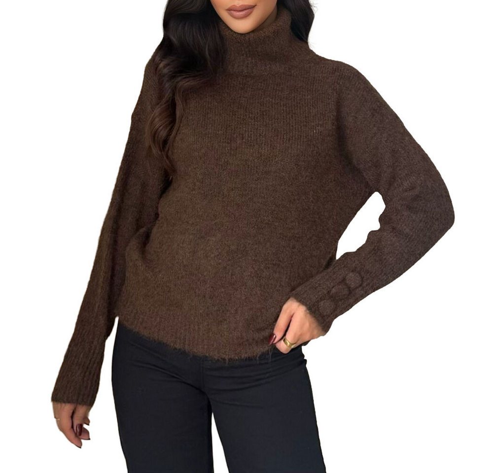 Ital-Design Rollkragenpullover Damen Rollkragenpullover aus weichem Material für Herbst (90763951) Stretch Strickpullover in Braun von Ital-Design