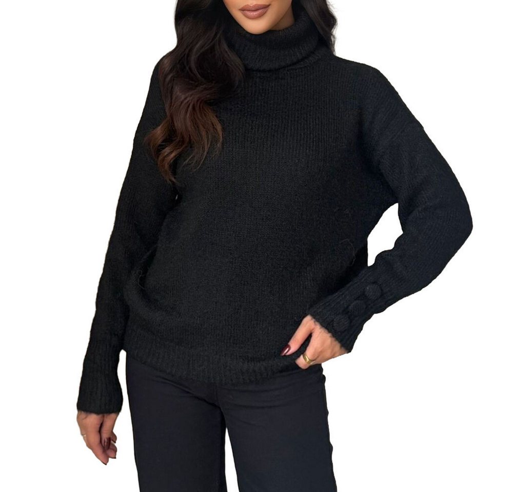 Ital-Design Rollkragenpullover Damen Rollkragenpullover aus weichem Material für Herbst (90763952) Stretch Strickpullover in Schwarz von Ital-Design