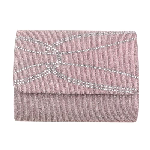 Ital Design SEHR KLEINE DAMEN ABENDTASCHE SYNTHETIK CLUTCH SCHULTERTASCHE MIT STRASS ALTROSA von Ital Design