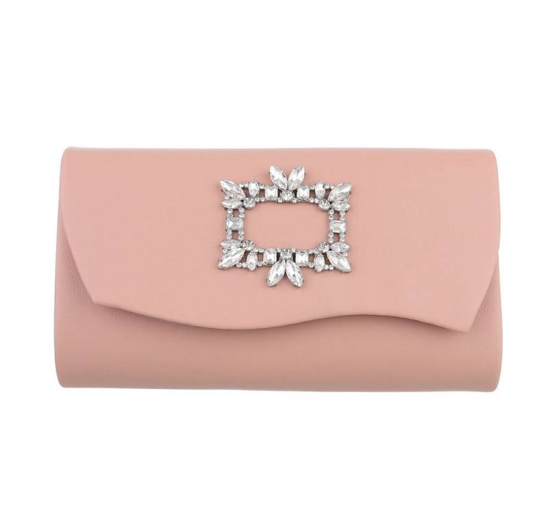 Ital-Design Schultertasche Kleine, Damentasche clutch schultertasche mit strass in Altrosa von Ital-Design