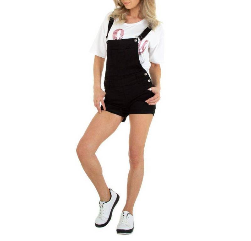 Ital-Design Shorts Damen Freizeit (86585425) Hosenträger Stretch Latzshorts in Schwarz von Ital-Design
