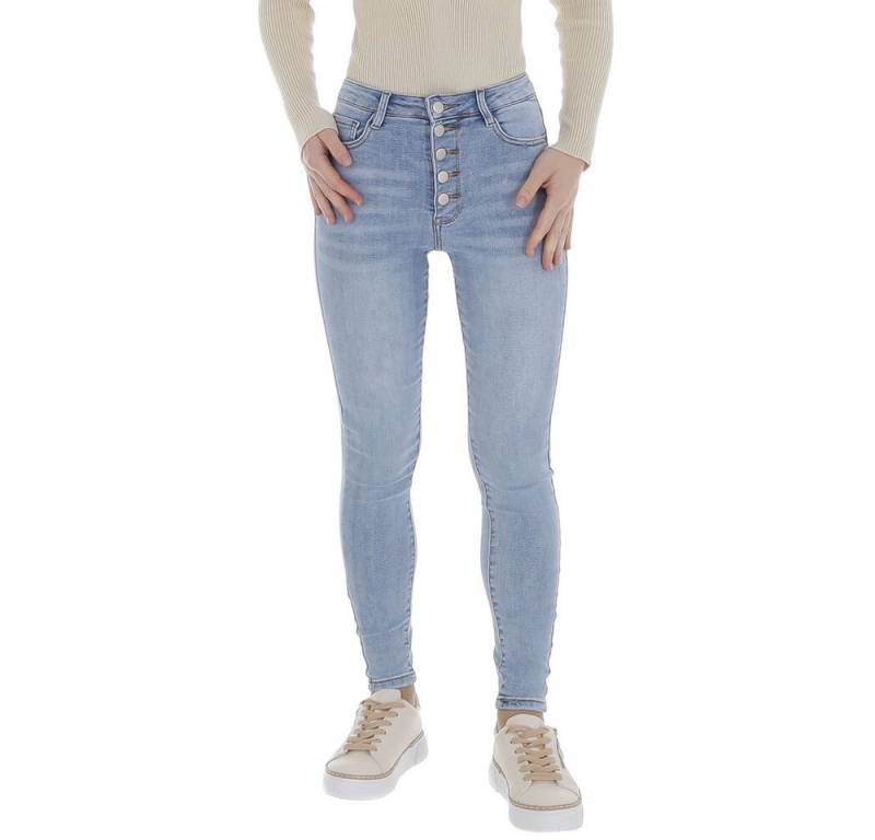 Ital-Design Skinny-fit-Jeans Damen Freizeit (86746111) Used-Look Stretch High Waist Jeans in Hellblau von Ital-Design