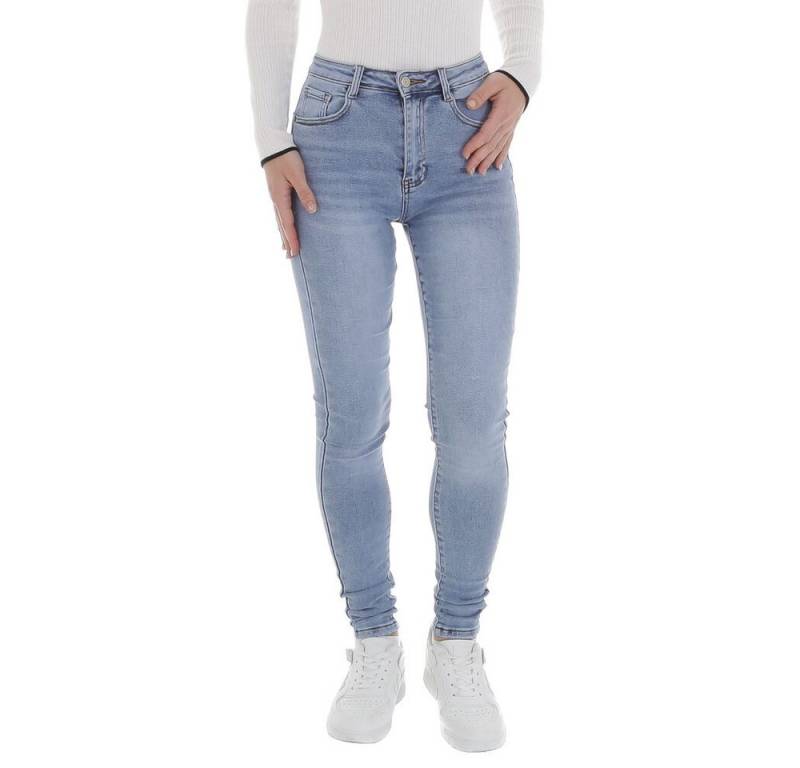 Ital-Design Skinny-fit-Jeans Damen Freizeit (87217143) Used-Look Stretch High Waist Jeans in Hellblau von Ital-Design