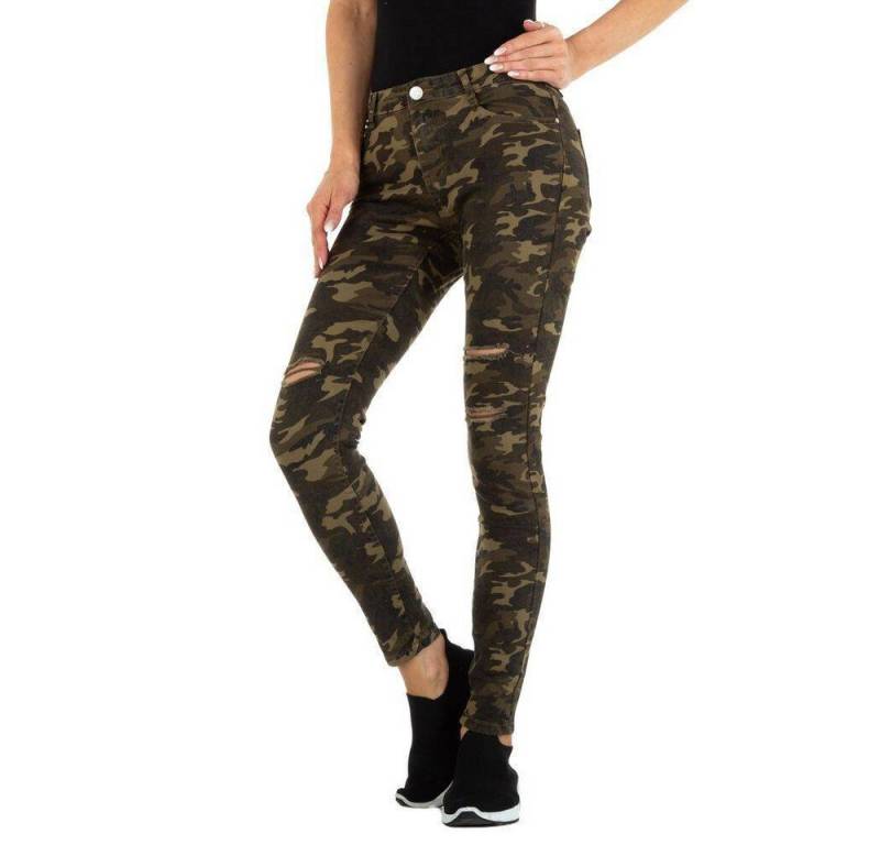 Ital-Design Skinny-fit-Jeans Damen Freizeit (76246899) Destroyed-Look Camouflage Skinny Jeans in Camouflage von Ital-Design
