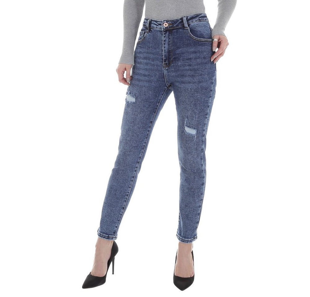 Ital-Design Skinny-fit-Jeans Damen Freizeit Destroyed-Look Stretch High Waist Jeans in Blau von Ital-Design