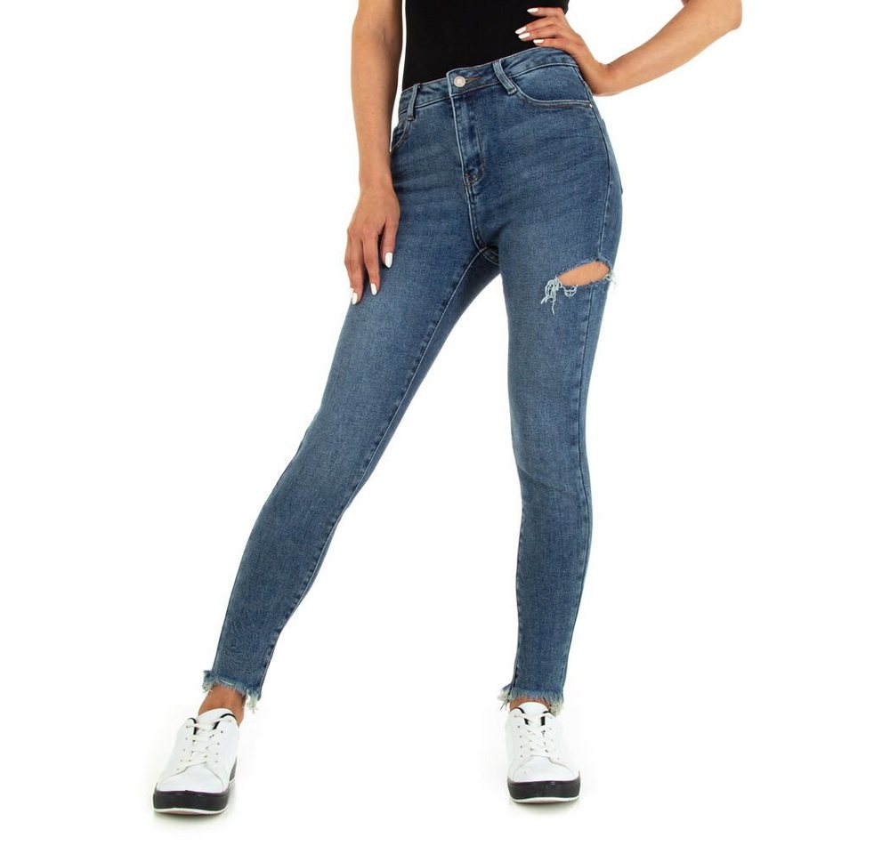 Ital-Design Skinny-fit-Jeans Damen Freizeit Destroyed-Look Stretch Skinny Jeans in Blau von Ital-Design