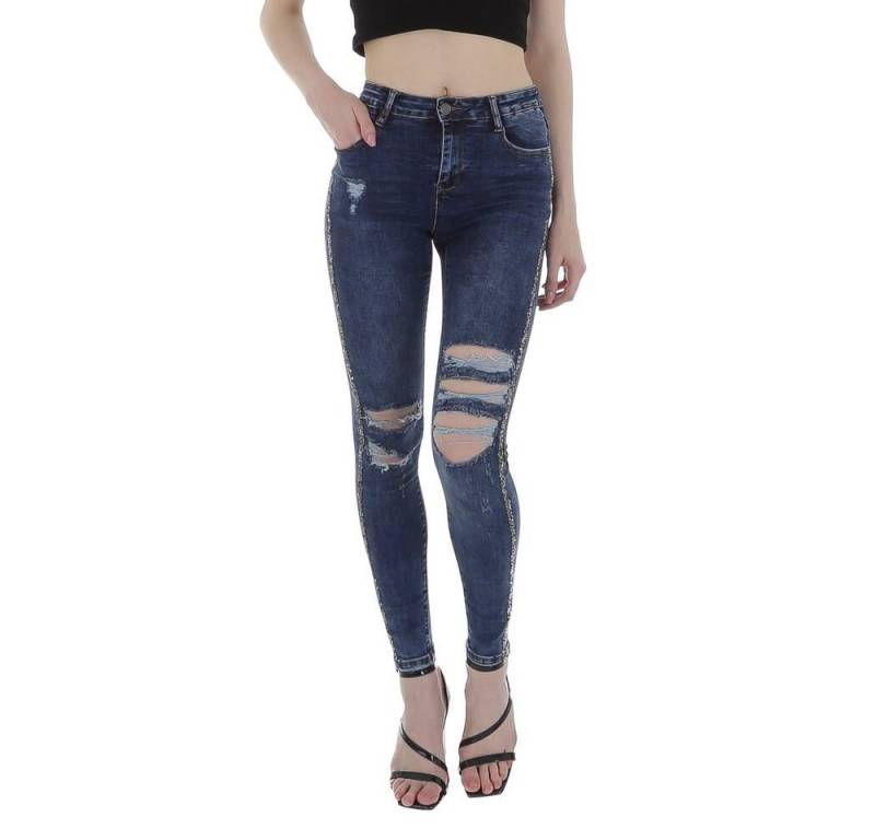 Ital-Design Skinny-fit-Jeans Damen Freizeit Destroyed-Look Stretch Skinny Jeans in Blau von Ital-Design
