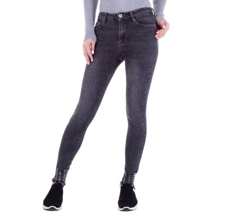 Ital-Design Skinny-fit-Jeans Damen Freizeit (79457658) Destroyed-Look Stretch Skinny Jeans in Dunkelgrau von Ital-Design