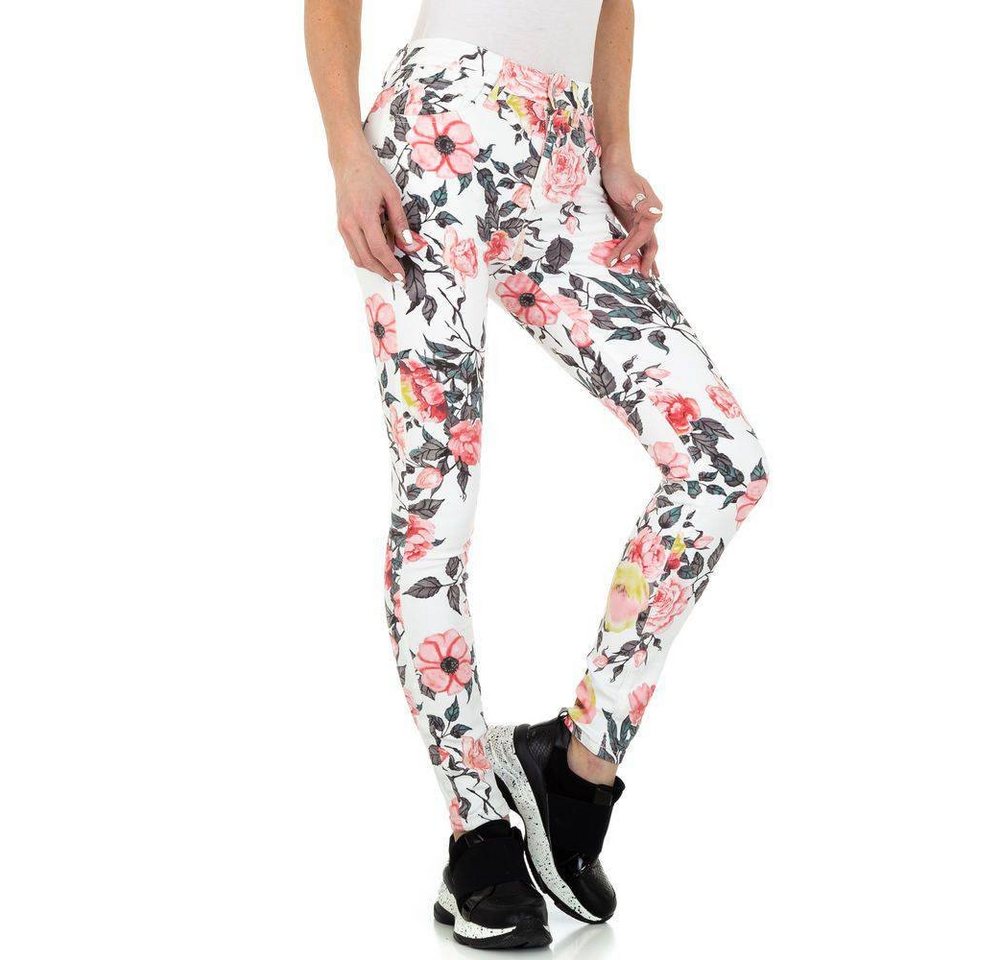 Ital-Design Skinny-fit-Jeans Damen Freizeit Print Stretch Skinny Jeans in Weiß von Ital-Design