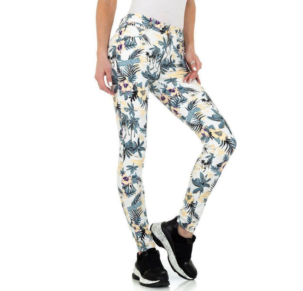 Ital-Design Skinny-fit-Jeans Damen Freizeit Print Stretch Skinny Jeans in Weiß von Ital-Design