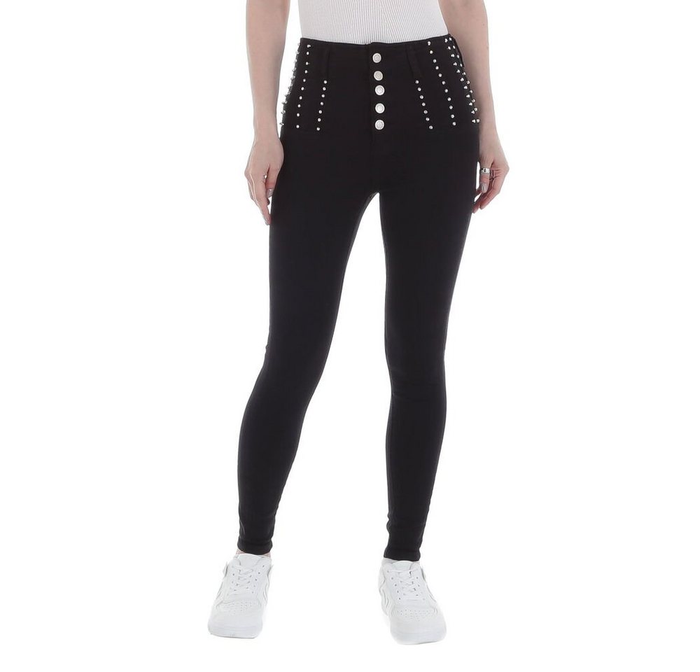 Ital-Design Skinny-fit-Jeans Damen Freizeit Strass Stretch High Waist Jeans in Schwarz von Ital-Design