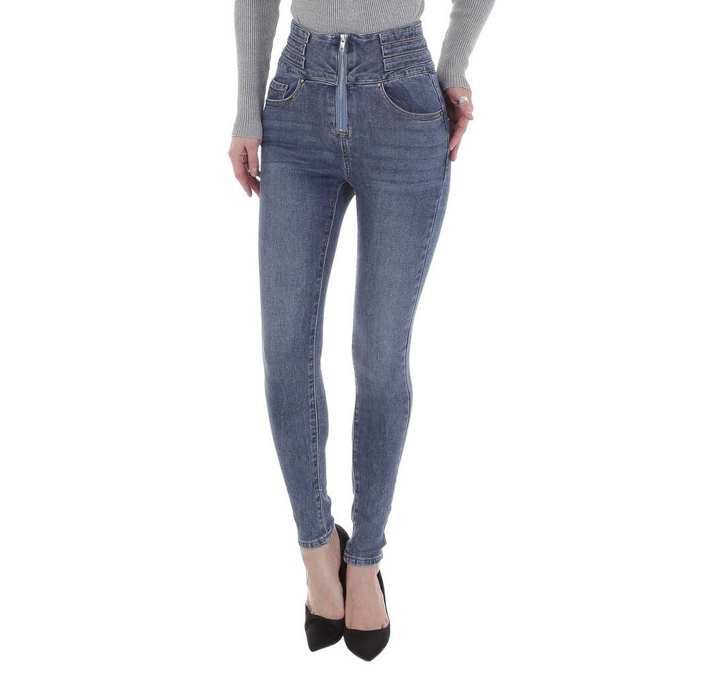 Ital-Design Skinny-fit-Jeans Damen Freizeit Used-Look Stretch High Waist Jeans in Blau von Ital-Design