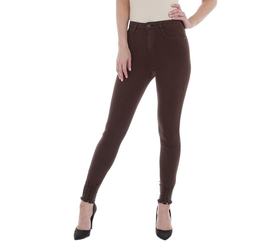 Ital-Design Skinny-fit-Jeans Damen Freizeit Used-Look Stretch High Waist Jeans in Braun von Ital-Design