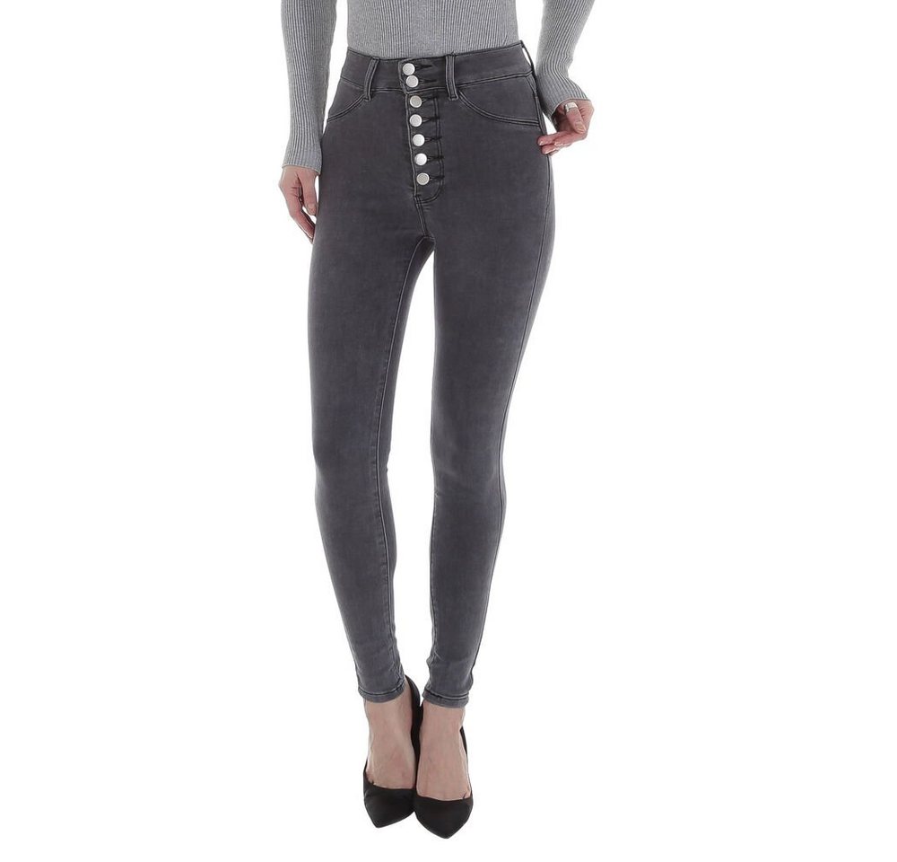 Ital-Design Skinny-fit-Jeans Damen Freizeit Used-Look Stretch High Waist Jeans in Grau von Ital-Design