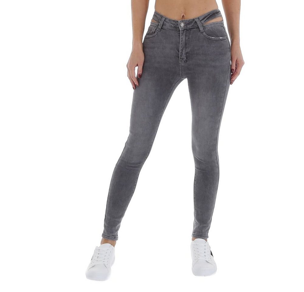 Ital-Design Skinny-fit-Jeans Damen Freizeit Used-Look Stretch Skinny Jeans in Grau von Ital-Design