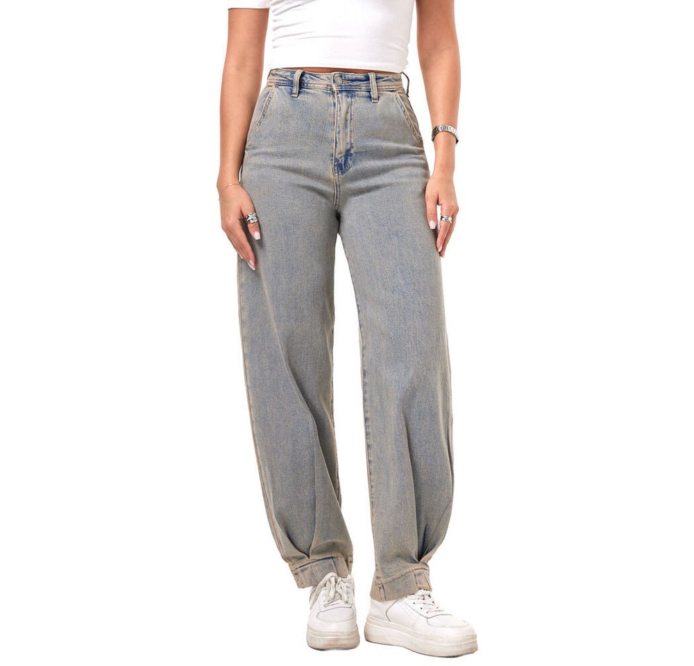 Ital-Design Slouchy Jeans Lässige Denim Jeans für Damen – Bequeme Trendmode (90727766) Used-Look Stretch High Waist Jeans in Blau von Ital-Design