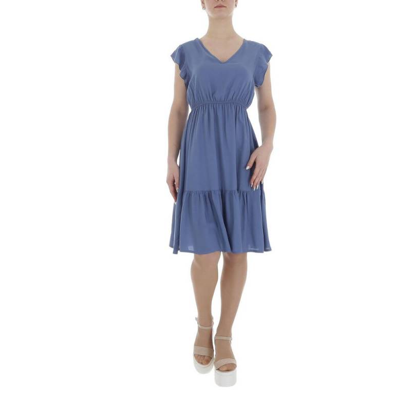 Ital-Design Sommerkleid Damen Freizeit (85941302) Rüschen Sommerkleid in Blau von Ital-Design