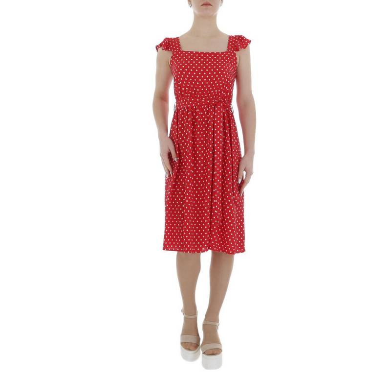 Ital-Design Sommerkleid Damen Freizeit (85941353) Rüschen Gepunktet Sommerkleid in Rot von Ital-Design
