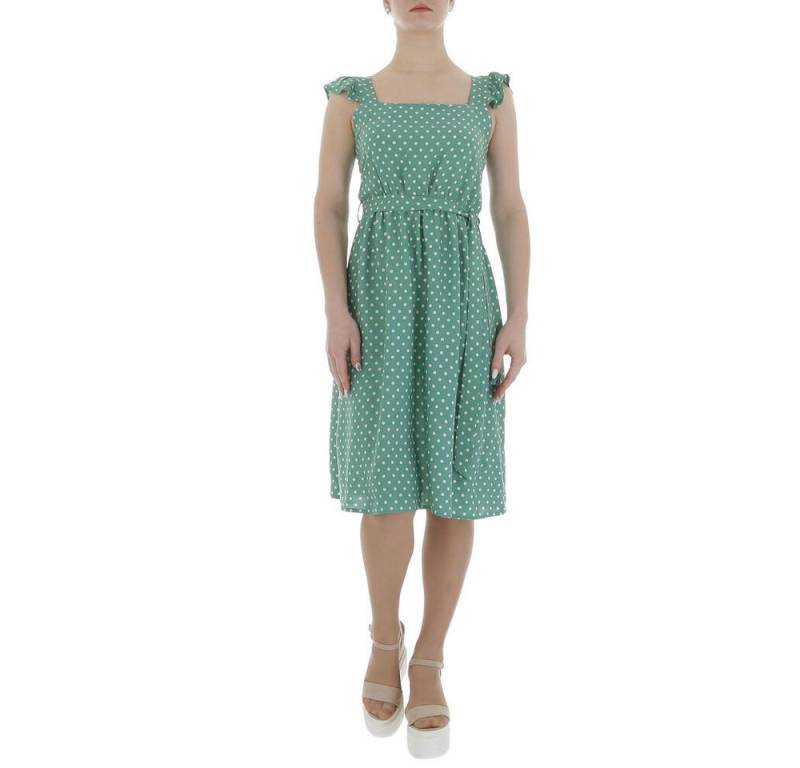 Ital-Design Sommerkleid Damen Freizeit (85941355) Rüschen Gepunktet Sommerkleid in Grün von Ital-Design