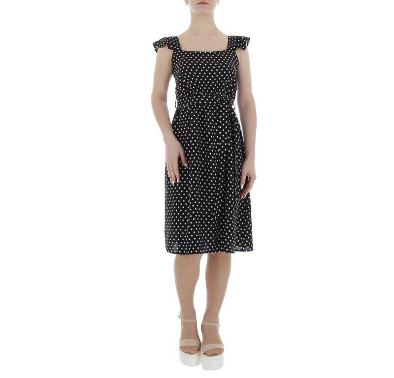 Ital-Design Sommerkleid Damen Freizeit (85941356) Rüschen Gepunktet Sommerkleid in Schwarz von Ital-Design