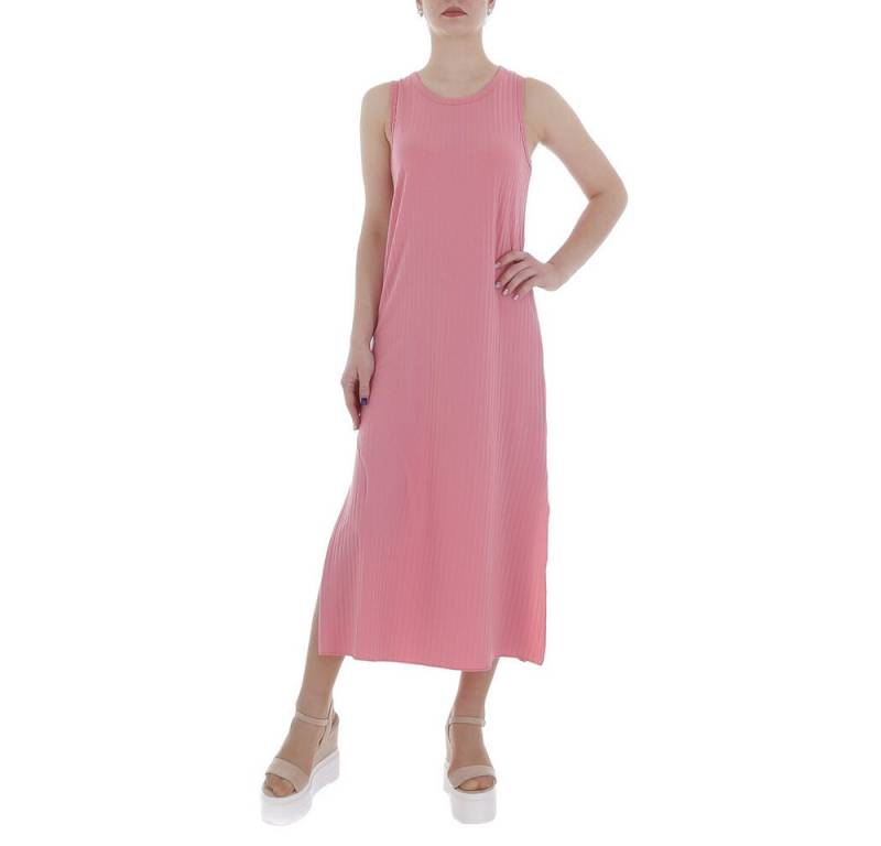Ital-Design Sommerkleid Damen Freizeit (86164347) Stretch Rippstrickoptik Maxikleid in Rosa von Ital-Design