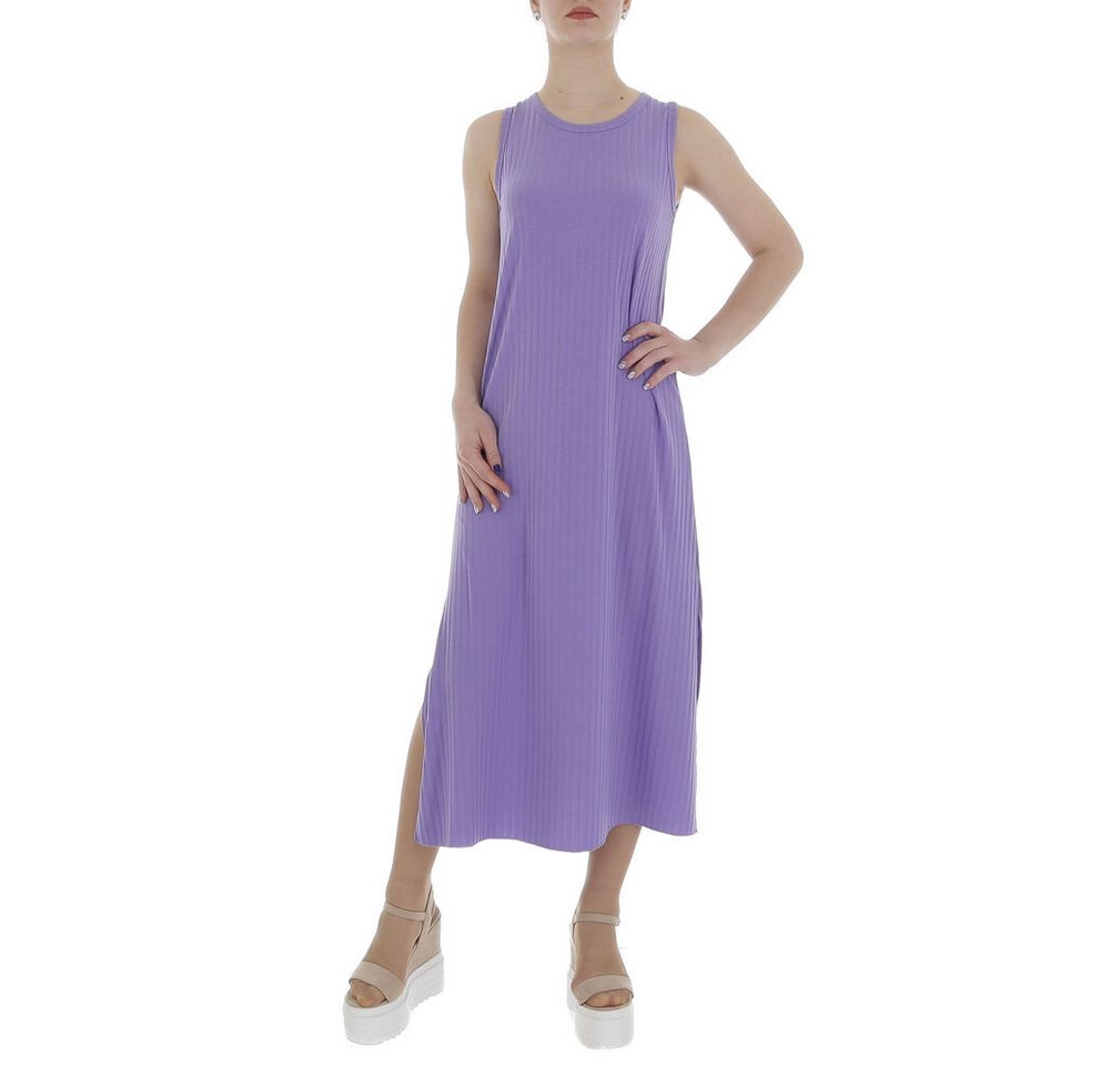 Ital-Design Sommerkleid Damen Freizeit (86164348) Stretch Rippstrickoptik Maxikleid in Lila von Ital-Design