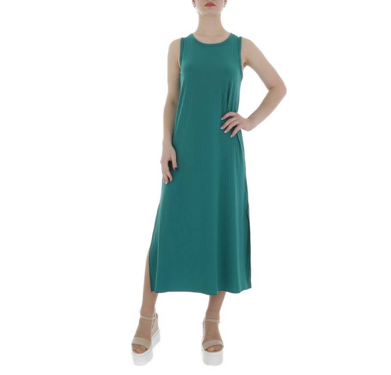 Ital-Design Sommerkleid Damen Freizeit (86164351) Stretch Rippstrickoptik Maxikleid in Grün von Ital-Design