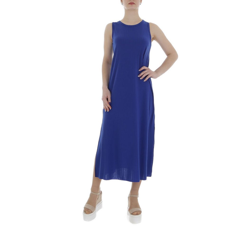 Ital-Design Sommerkleid Damen Freizeit (86164352) Stretch Rippstrickoptik Maxikleid in Blau von Ital-Design