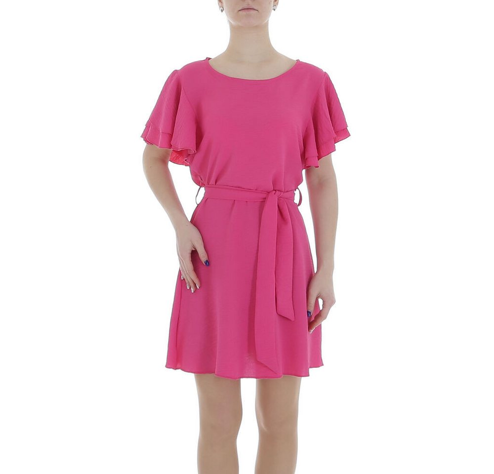 Ital-Design Sommerkleid Damen Freizeit (86164383) Kreppoptik/gesmokt Minikleid in Pink von Ital-Design