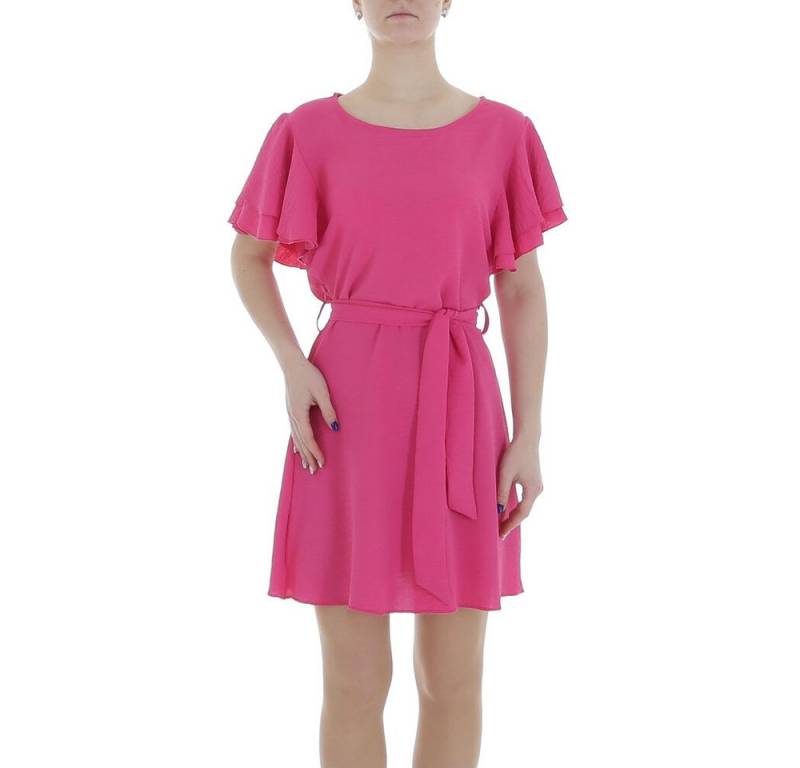 Ital-Design Sommerkleid Damen Freizeit (86164383) Kreppoptik/gesmokt Minikleid in Pink von Ital-Design