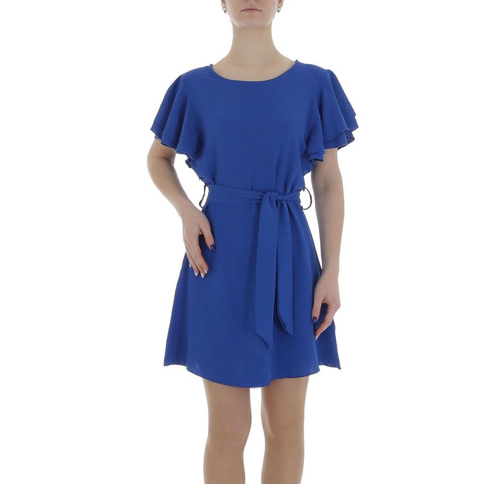Ital-Design Sommerkleid Damen Freizeit (86164385) Kreppoptik/gesmokt Minikleid in Blau von Ital-Design