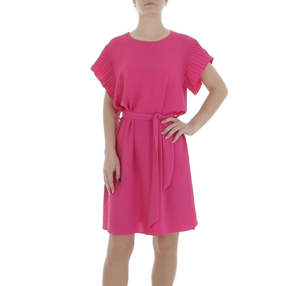 Ital-Design Sommerkleid Damen Freizeit (86164425) Kreppoptik/gesmokt Minikleid in Pink von Ital-Design