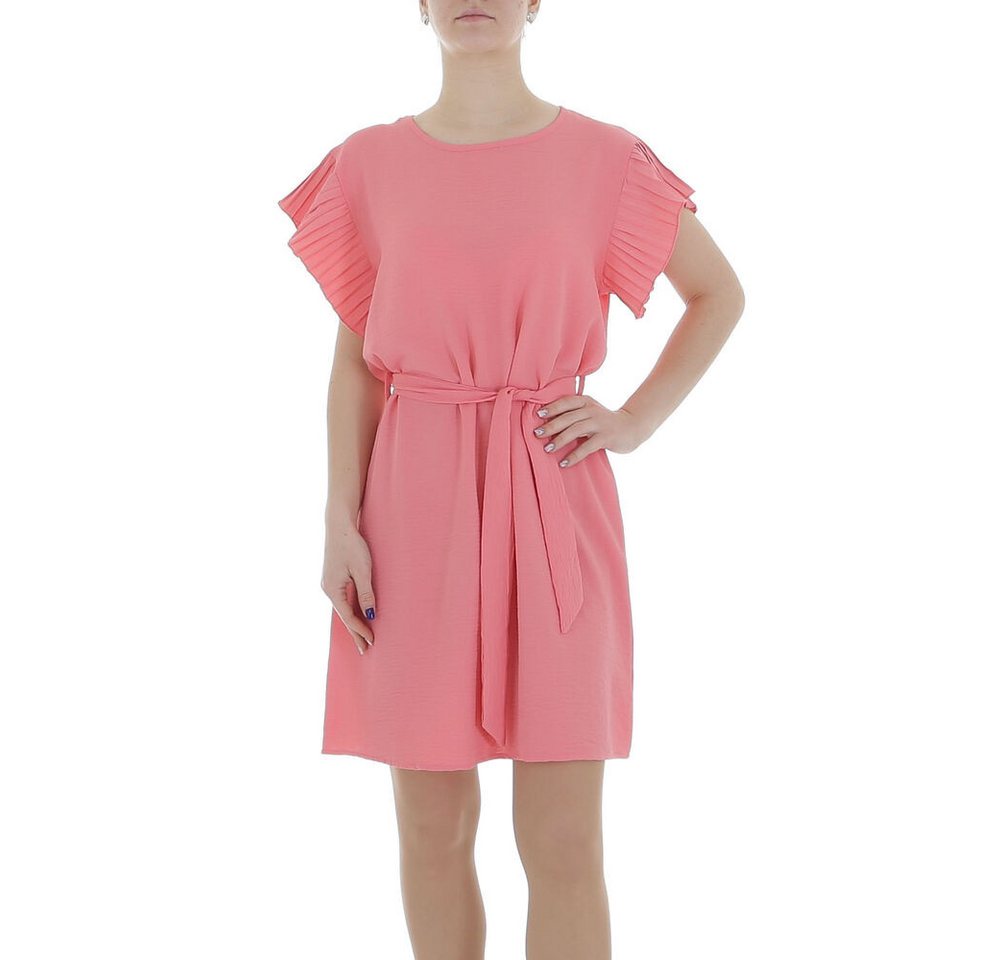 Ital-Design Sommerkleid Damen Freizeit (86164427) Kreppoptik/gesmokt Minikleid in Coral von Ital-Design