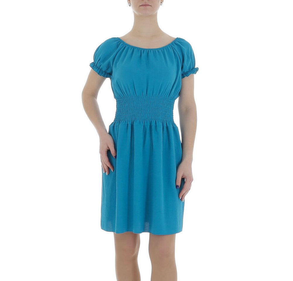 Ital-Design Sommerkleid Damen Freizeit (86164459) Kreppoptik/gesmokt Minikleid in Blau von Ital-Design