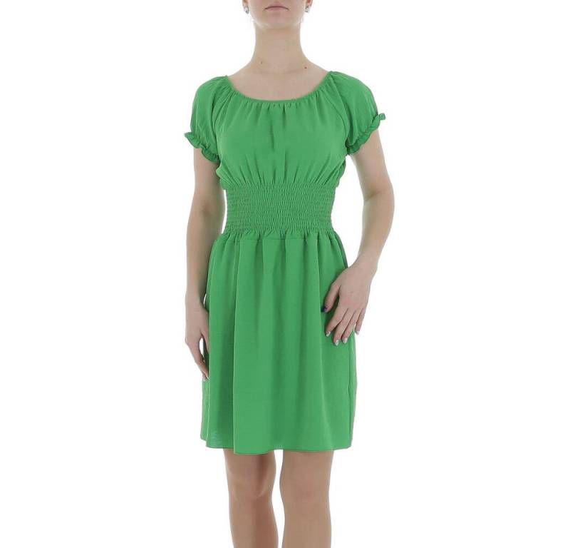 Ital-Design Sommerkleid Damen Freizeit (86164462) Kreppoptik/gesmokt Minikleid in Grün von Ital-Design