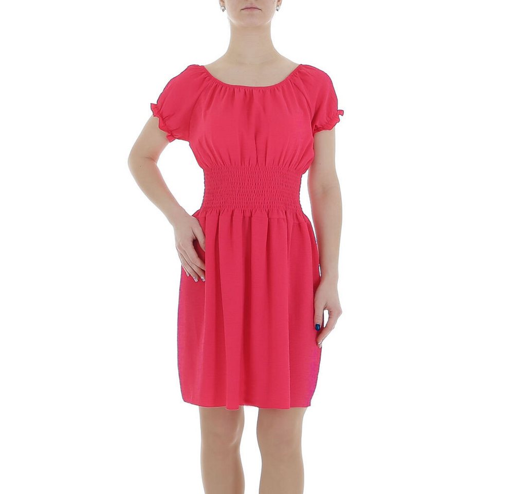 Ital-Design Sommerkleid Damen Freizeit (86164465) Kreppoptik/gesmokt Minikleid in Pink von Ital-Design