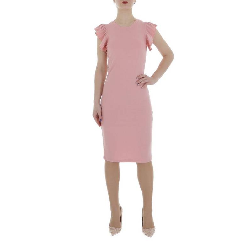 Ital-Design Sommerkleid Damen Freizeit (86164473) Rüschen Stretch Rippstrickoptik Minikleid in Rosa von Ital-Design