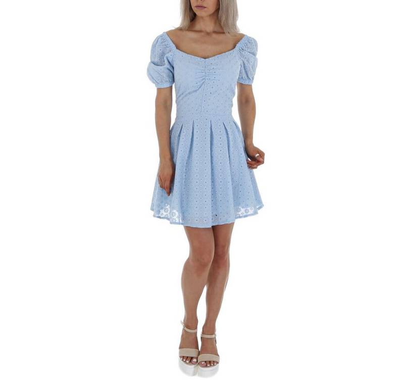 Ital-Design Sommerkleid Damen Freizeit Bestickt Geblümt Minikleid in Hellblau von Ital-Design