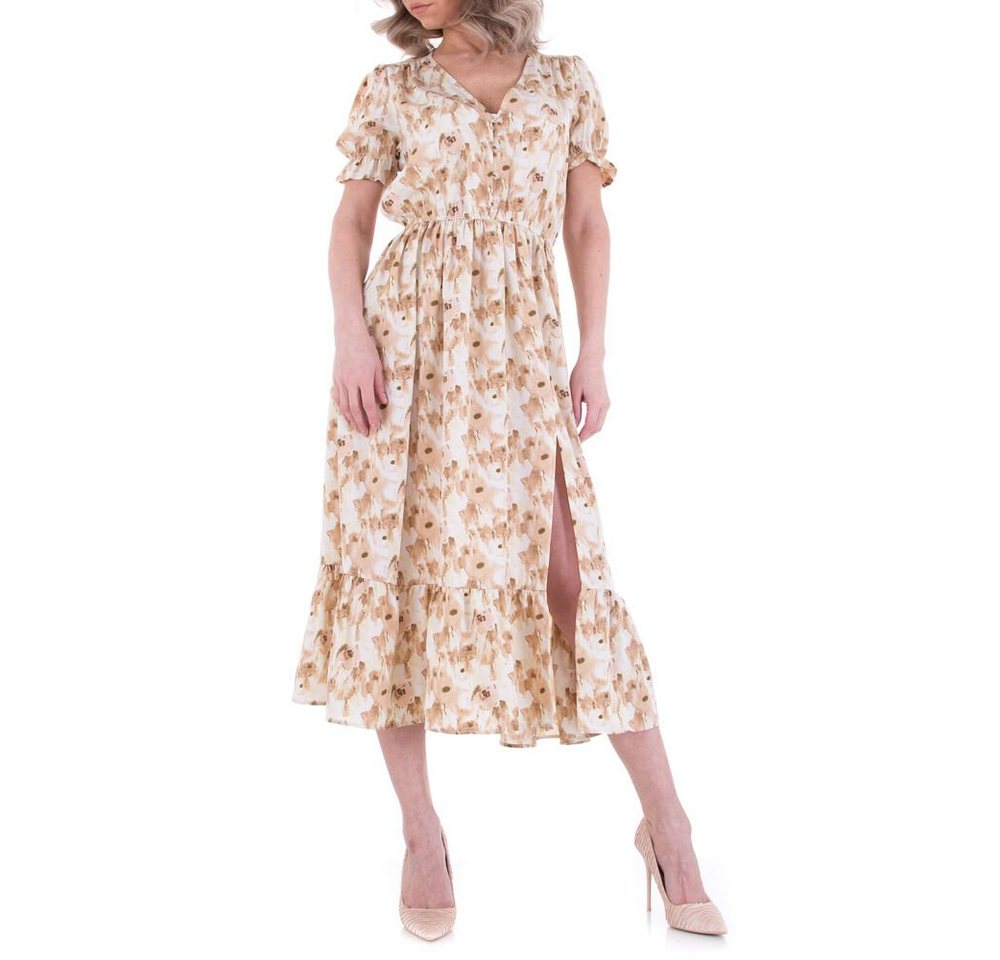 Ital-Design Sommerkleid Damen Freizeit Geblümt Sommerkleid in Beige von Ital-Design