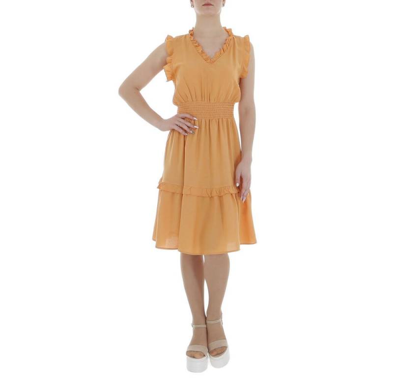 Ital-Design Sommerkleid Damen Freizeit Stufenkleid (85941322) Rüschen Sommerkleid in Orange von Ital-Design