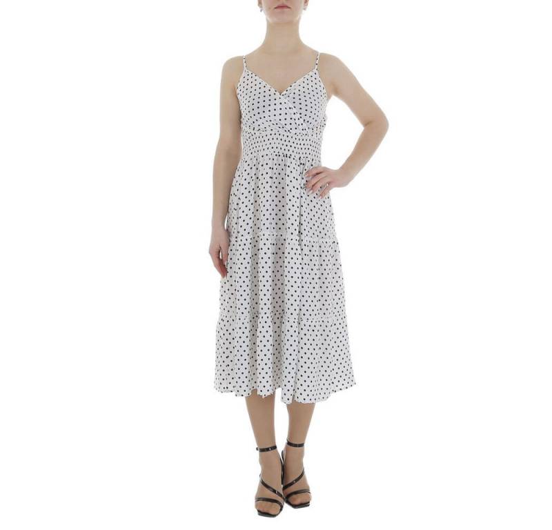Ital-Design Sommerkleid Damen Freizeit Stufenkleid (85941337) Volants Gepunktet Sommerkleid in Weiß von Ital-Design