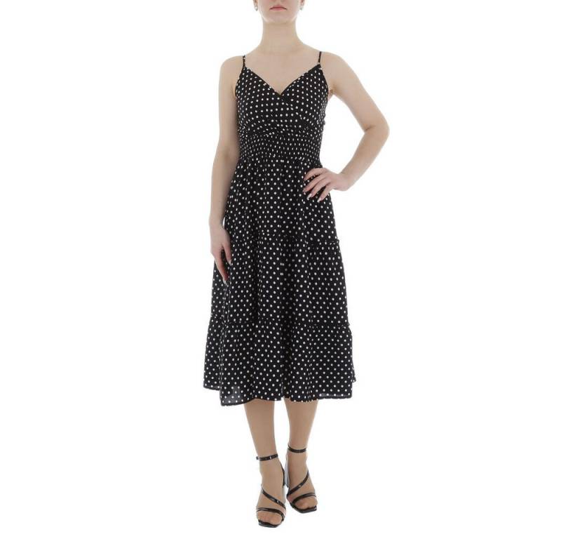 Ital-Design Sommerkleid Damen Freizeit Stufenkleid (85941344) Volants Gepunktet Sommerkleid in Schwarz von Ital-Design