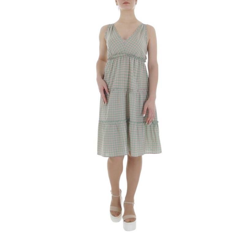 Ital-Design Sommerkleid Damen Freizeit Stufenkleid (85941361) Volants Kariert Sommerkleid in Grün von Ital-Design