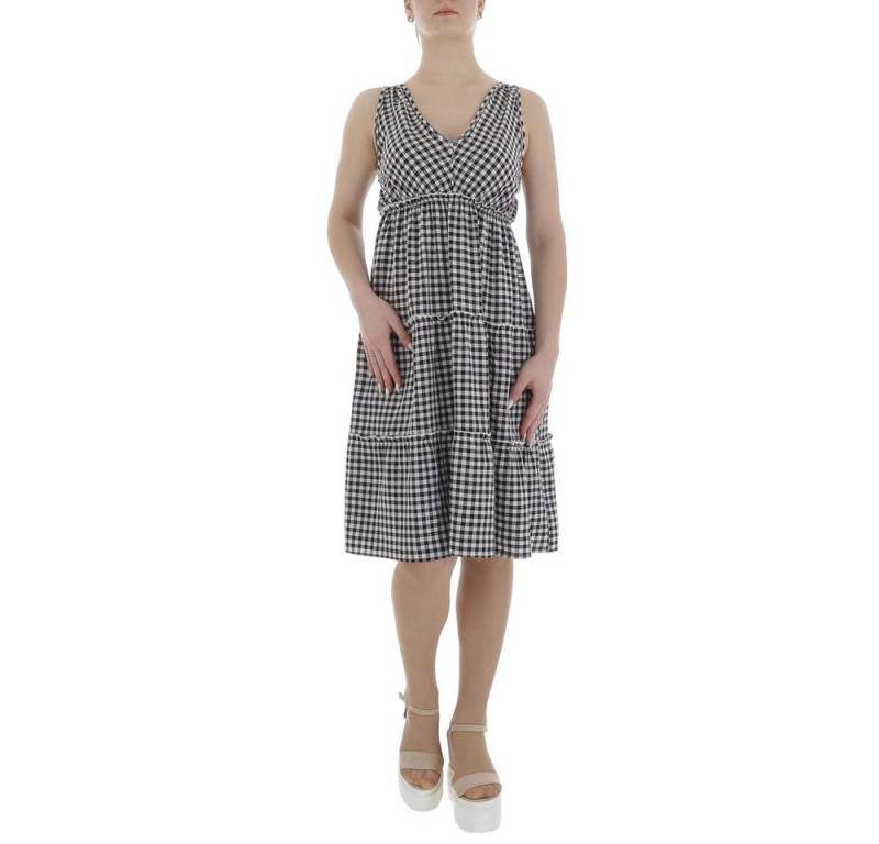 Ital-Design Sommerkleid Damen Freizeit Stufenkleid (85941365) Volants Kariert Sommerkleid in Schwarz von Ital-Design