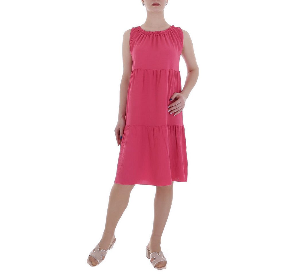 Ital-Design Sommerkleid Damen Freizeit Stufenkleid (86164332) Crinkle-Optik Sommerkleid in Pink von Ital-Design