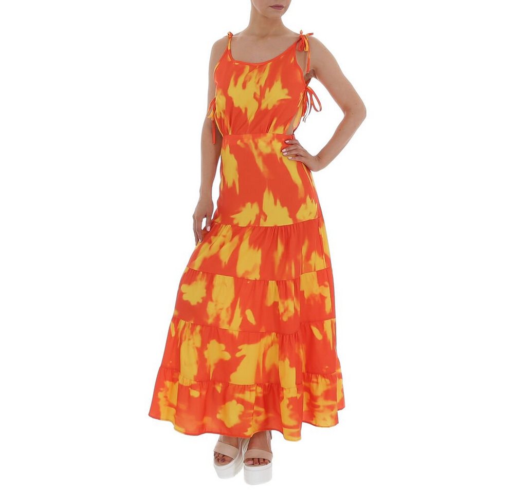 Ital-Design Sommerkleid Damen Freizeit Stufenkleid Volants Batik Maxikleid in Orange von Ital-Design