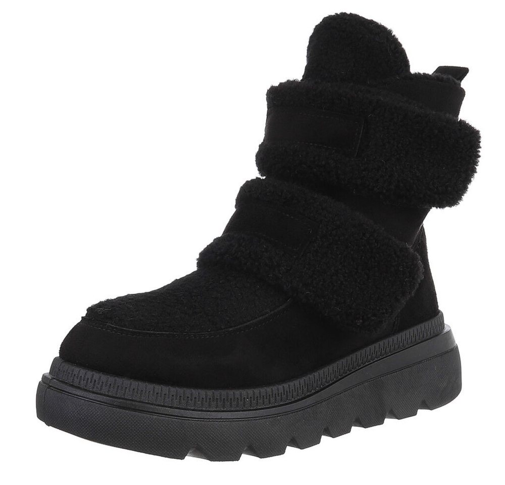 Ital-Design Sportliche Stiefelette mit Klettverschluss für Freizeit Plateaustiefelette (90458086) Keilabsatz/Wedge Stiefeletten in Schwarz von Ital-Design