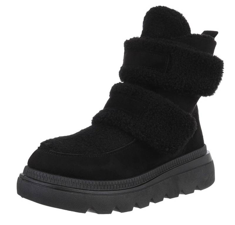 Ital-Design Sportliche Stiefelette mit Klettverschluss für Freizeit Plateaustiefelette (90458086) Keilabsatz/Wedge Stiefeletten in Schwarz von Ital-Design