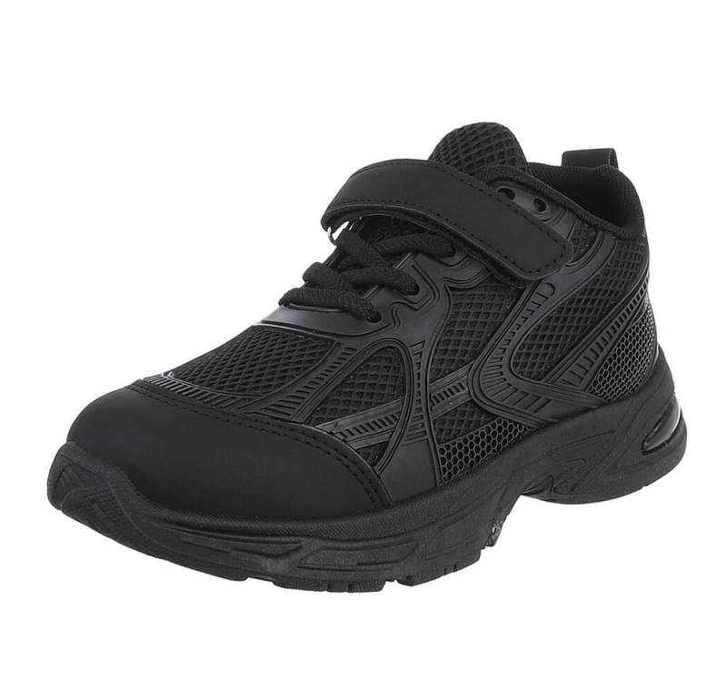 Ital-Design Sportliche Kinderschuhe mit verstellbarem Verschluss Sneaker (89545344) Flach Freizeitschuhe in Schwarz von Ital-Design